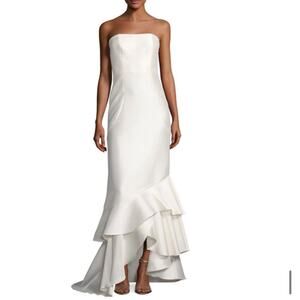 Sachin + Babi Anya Strapless Tiered Mermaid Gown Size 4 Wedding Minimalist White
